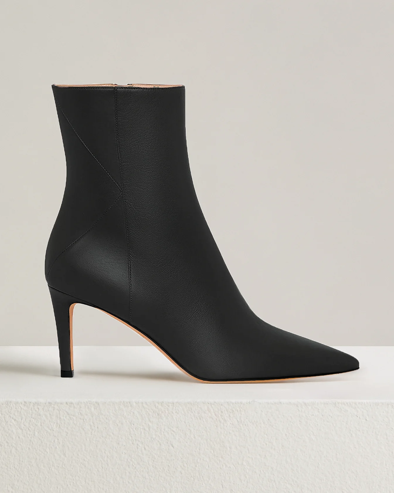 DARK GREY LEATHER ANKLE BOOTS WITH STILETTO HEEL