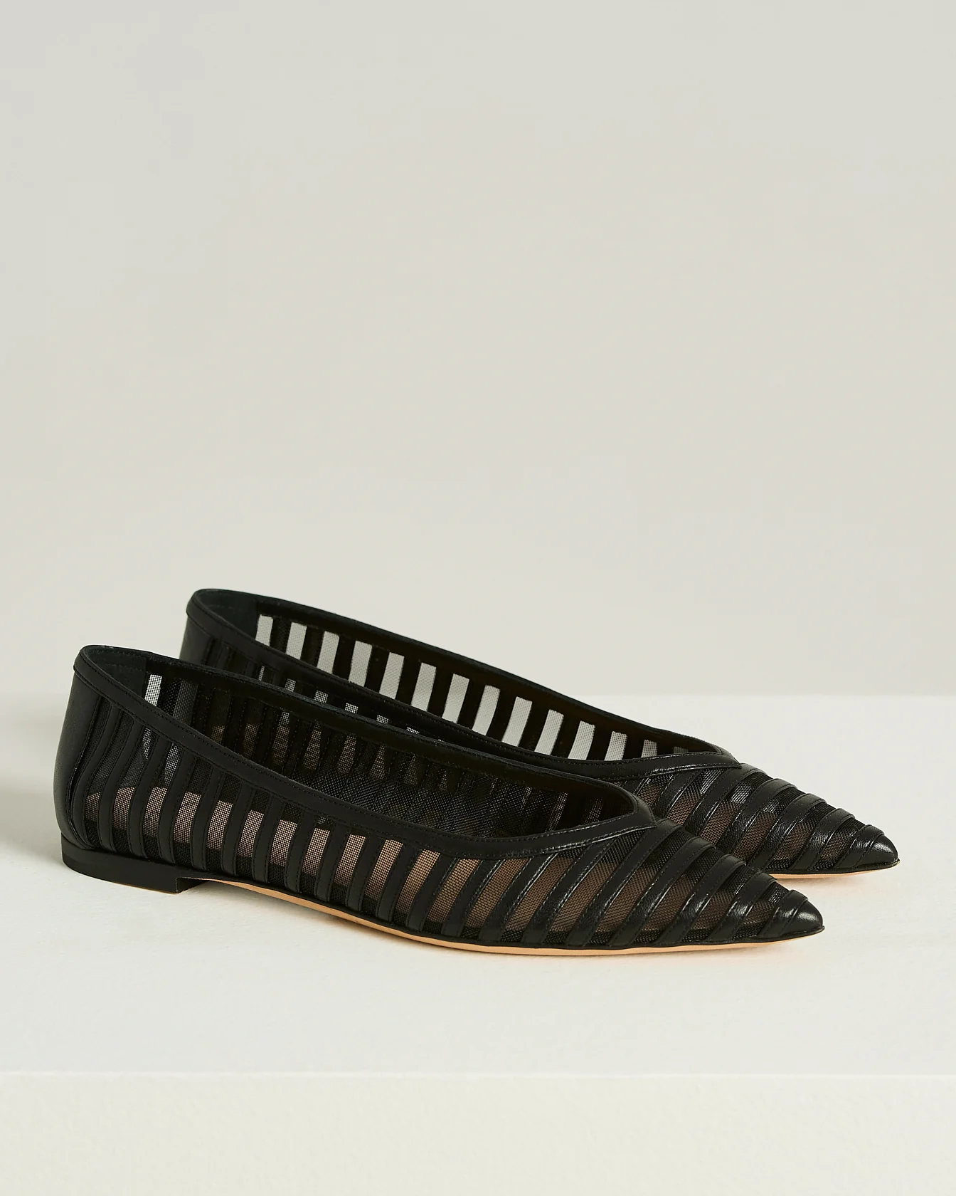 LEATHER BALLET FLATS WITH TRANSPARENT INSERTS IN BLACK CALFSKIN - Image 2