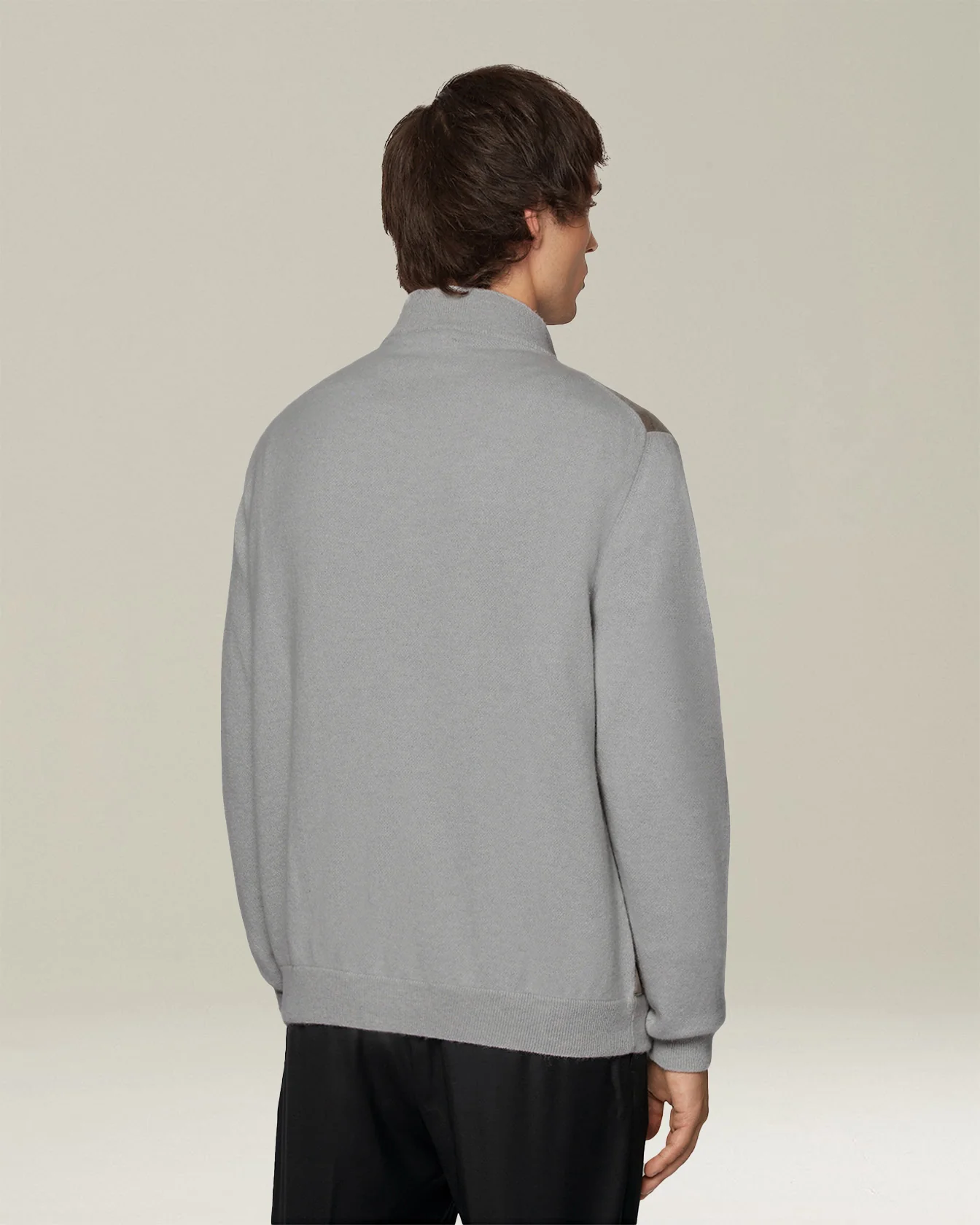 CASHMERE BOMBER JACKET WITH LEATHER INSERTS - Image 3