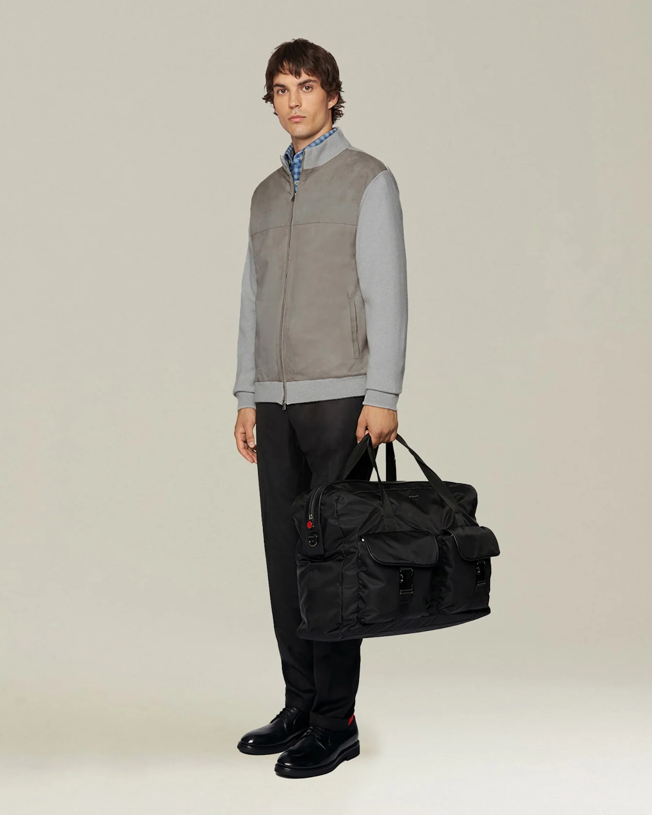 CASHMERE BOMBER JACKET WITH LEATHER INSERTS - Image 5