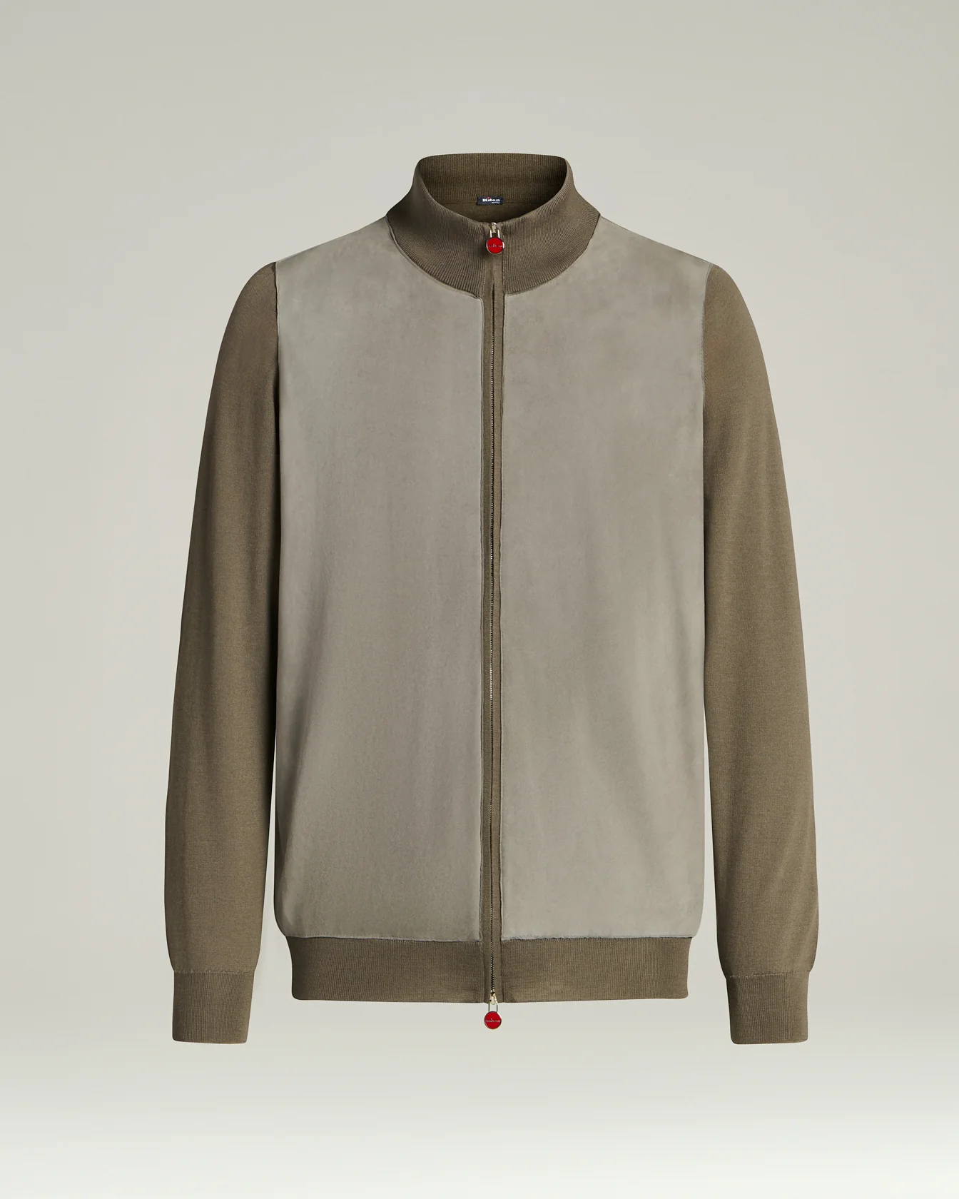 CASHMERE AND SILK BLEND JACKET WITH CONTRASTING DETAILS IN GREY LAMBSKIN