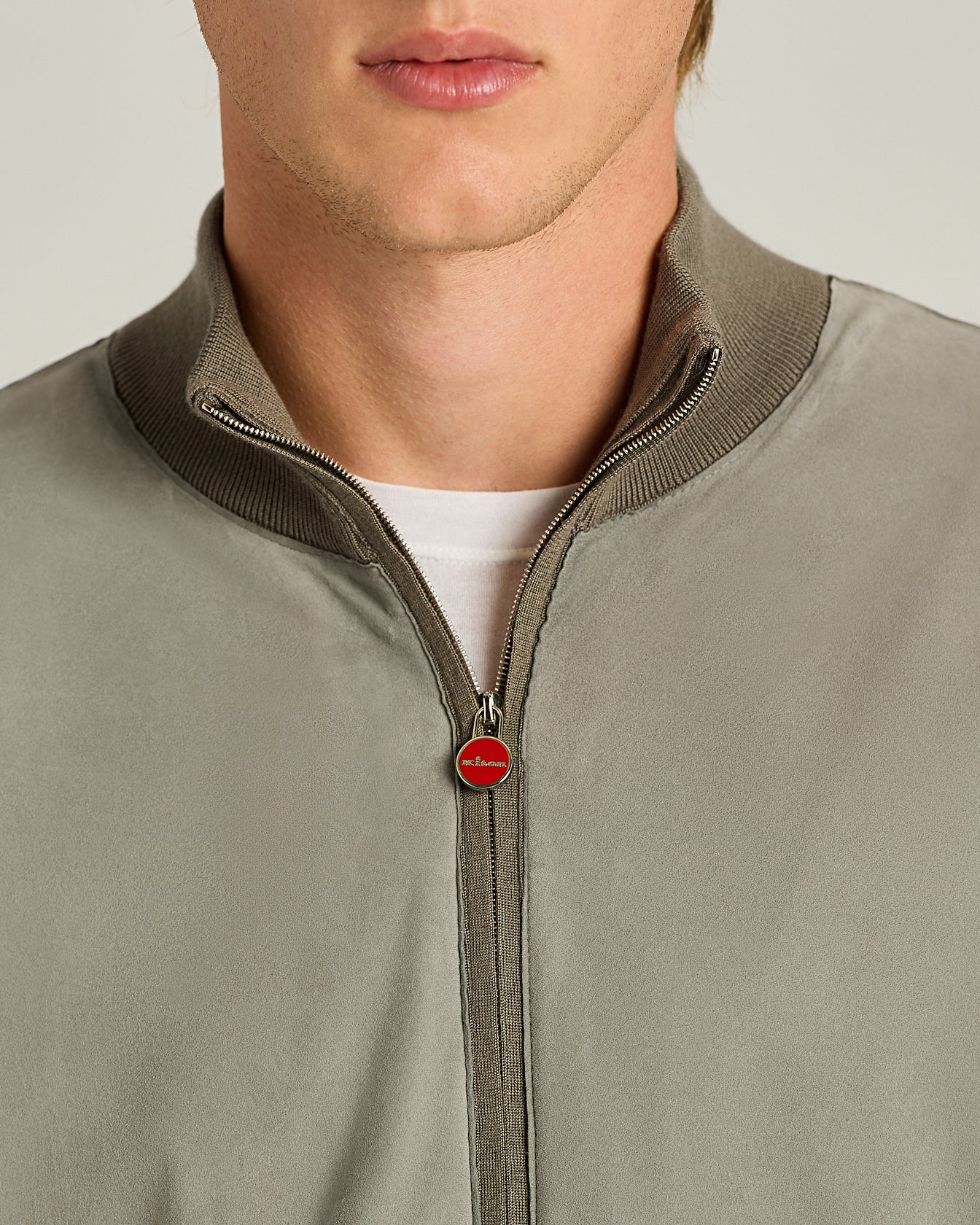 CASHMERE AND SILK BLEND JACKET WITH CONTRASTING DETAILS IN GREY LAMBSKIN - Image 4