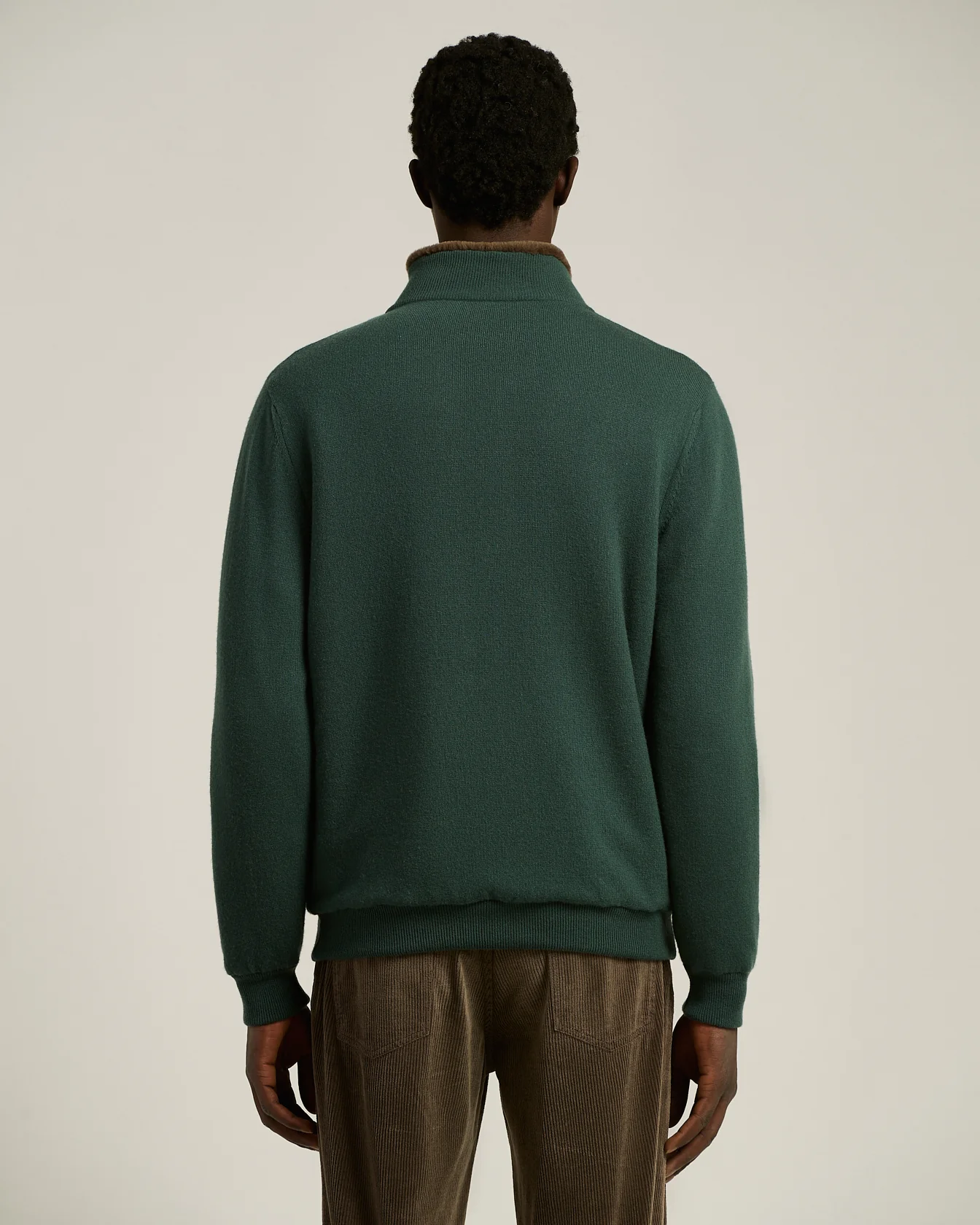 BROWN PURE CASHMERE ZIP-UP JACKET - Image 3