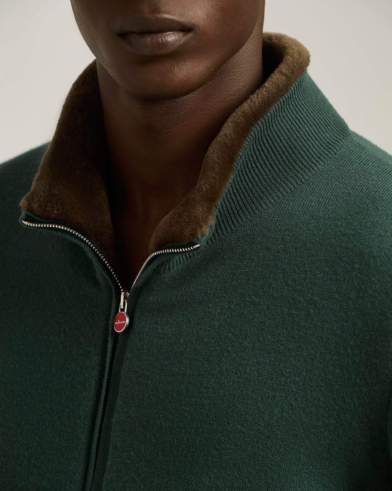 BROWN PURE CASHMERE ZIP-UP JACKET - Image 4