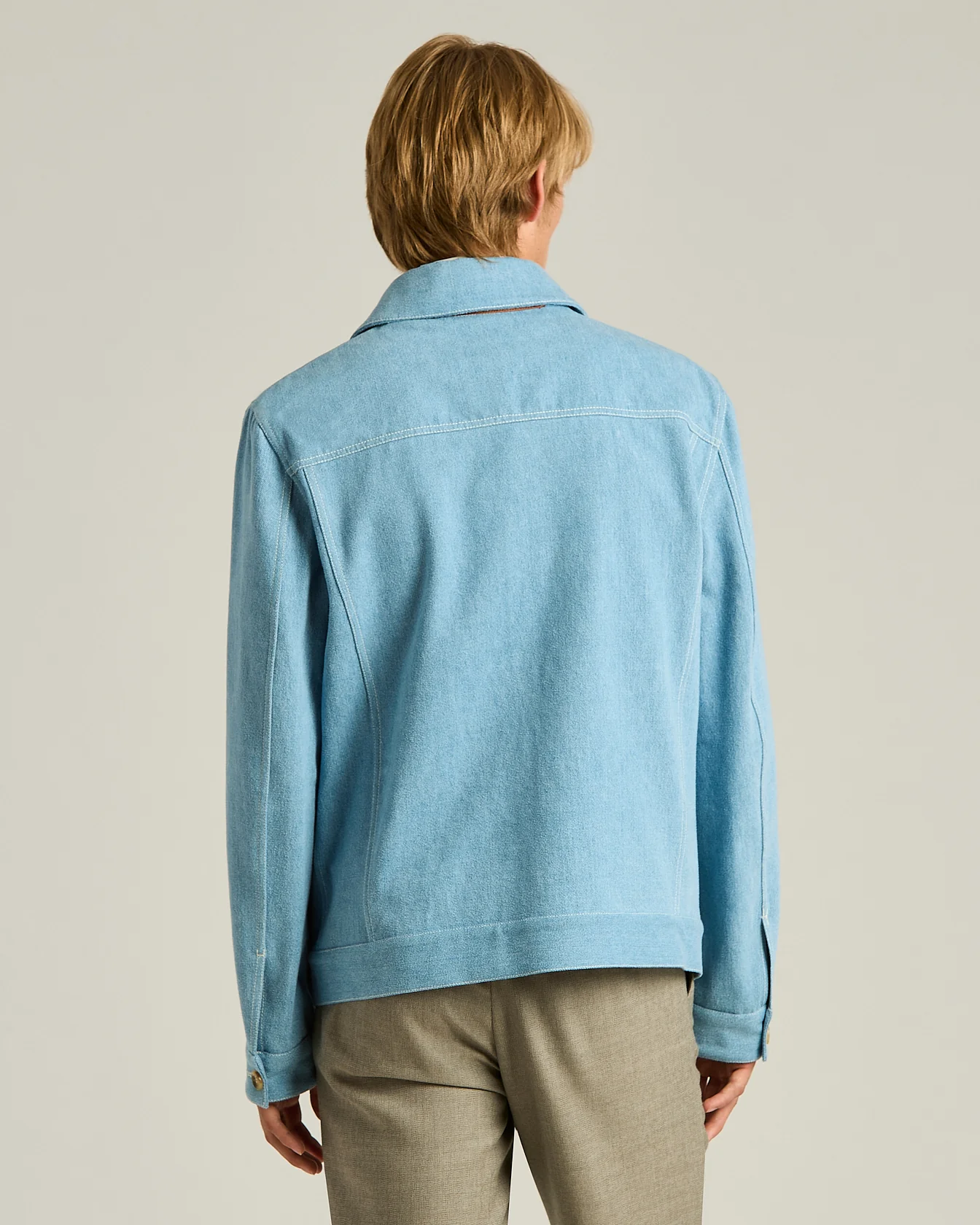 COTTON AZURE JACKET WITH LAMBSKIN DETAIL - Image 3