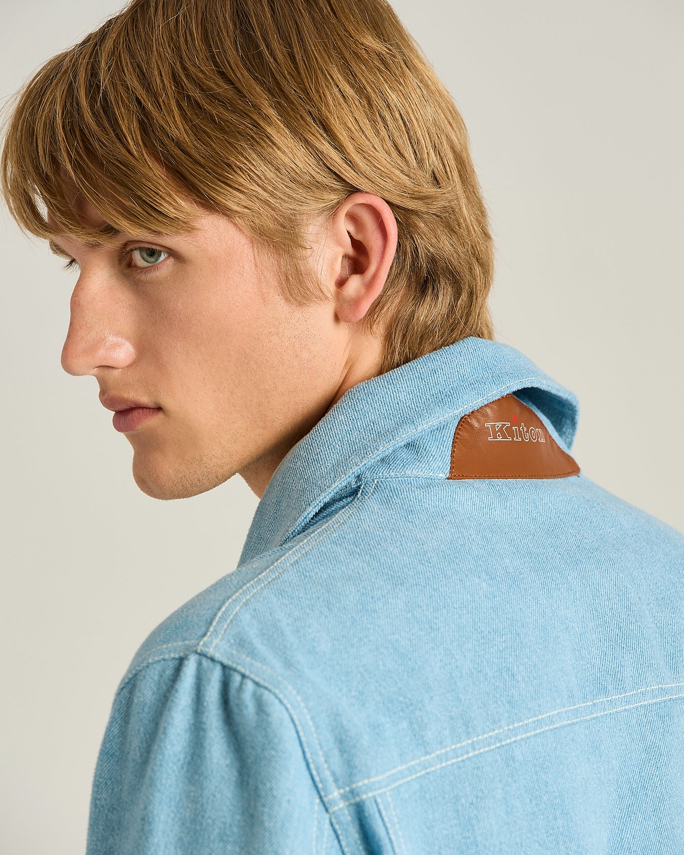 COTTON AZURE JACKET WITH LAMBSKIN DETAIL - Image 4