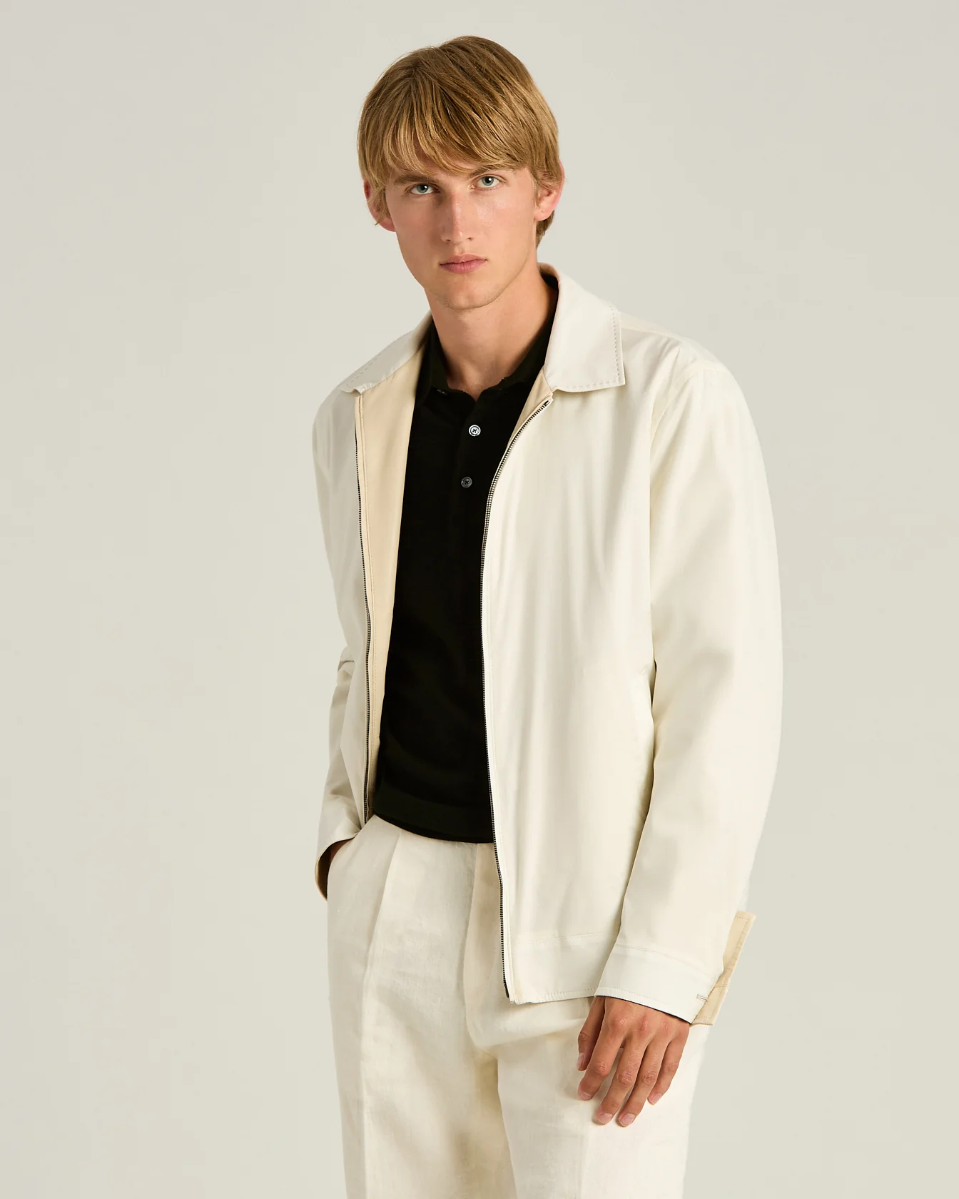 LAMBSKIN IVORY BOMBER JACKET - Image 5