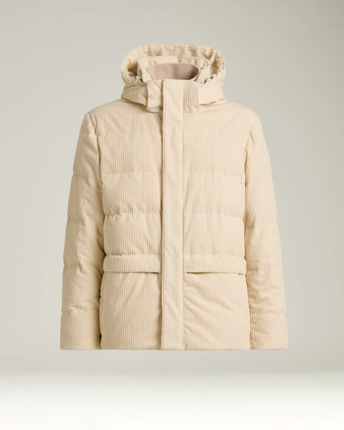 PADDED BOMBER IN IVORY CORDUROY