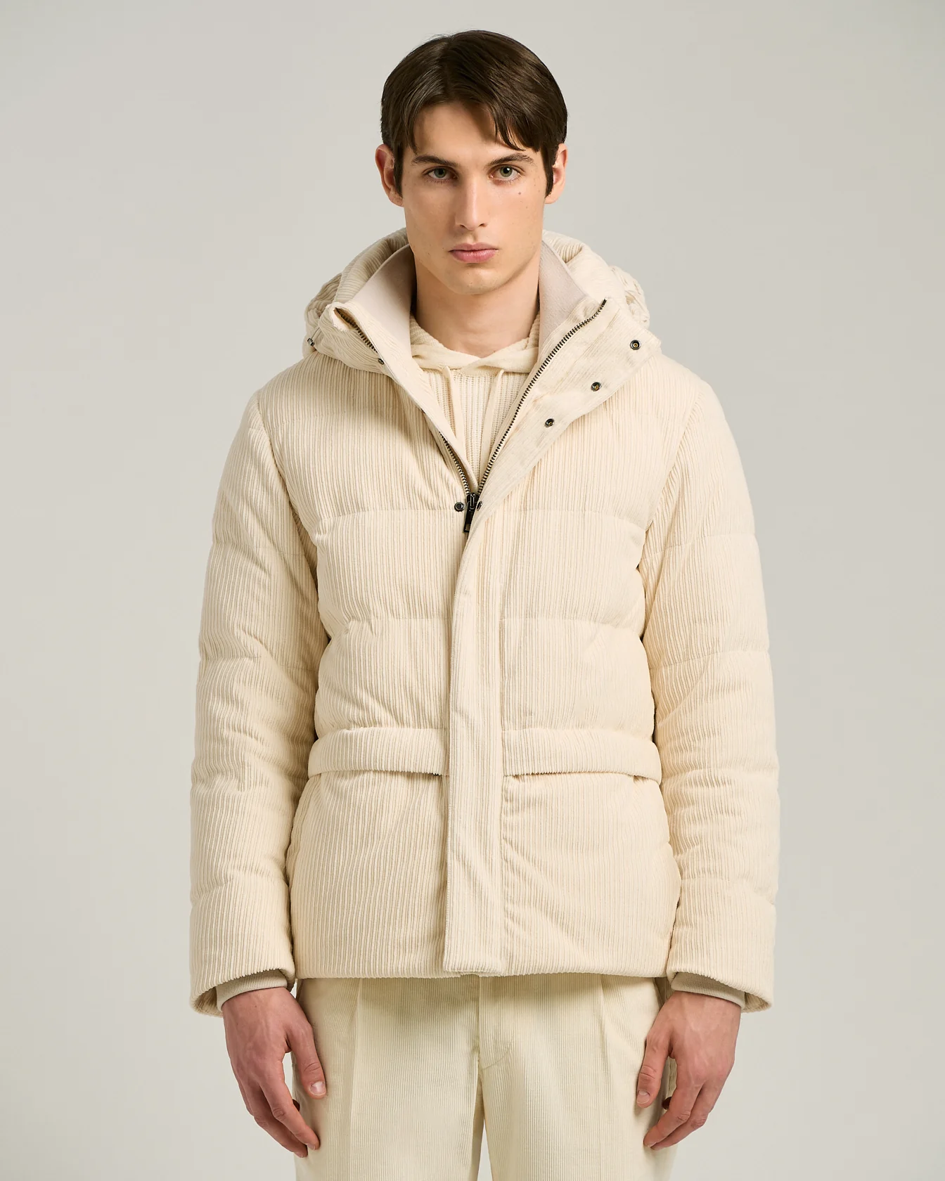 PADDED BOMBER IN IVORY CORDUROY - Image 2
