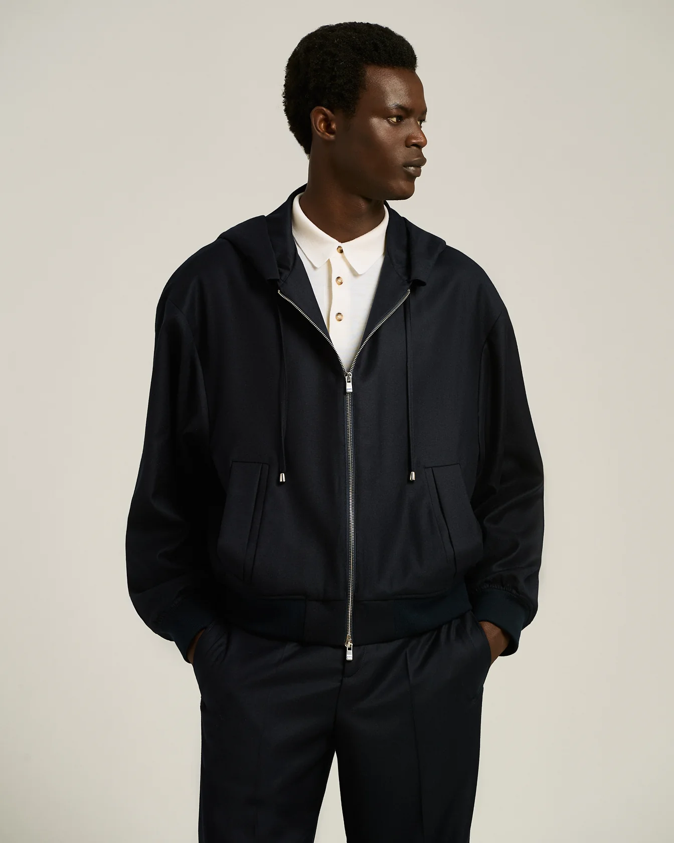 PURE WOOL BOMBER WITH TWO‑WAY ZIP - Image 2