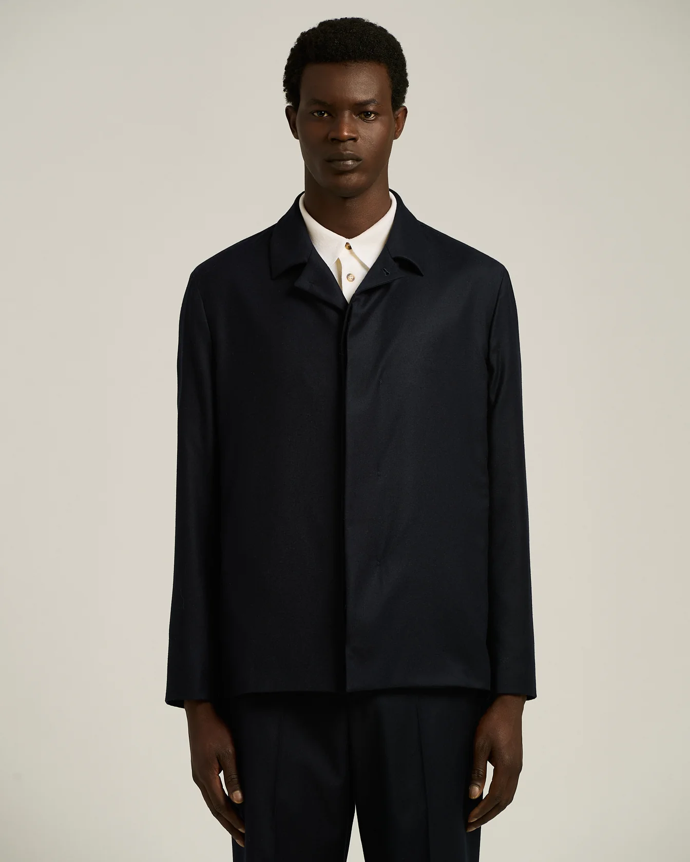 JACKET IN PURE VIRGIN WOOL BLUE WITH CONCEALED CLOSURE - Image 2