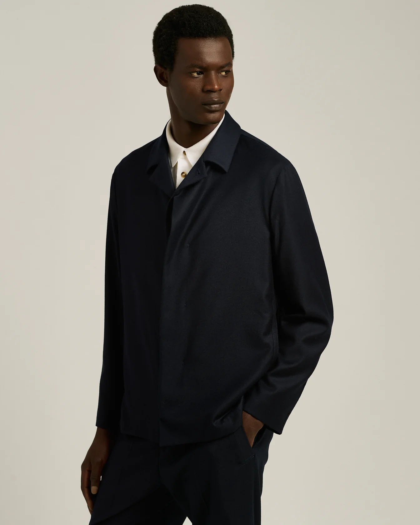 JACKET IN PURE VIRGIN WOOL BLUE WITH CONCEALED CLOSURE - Image 4