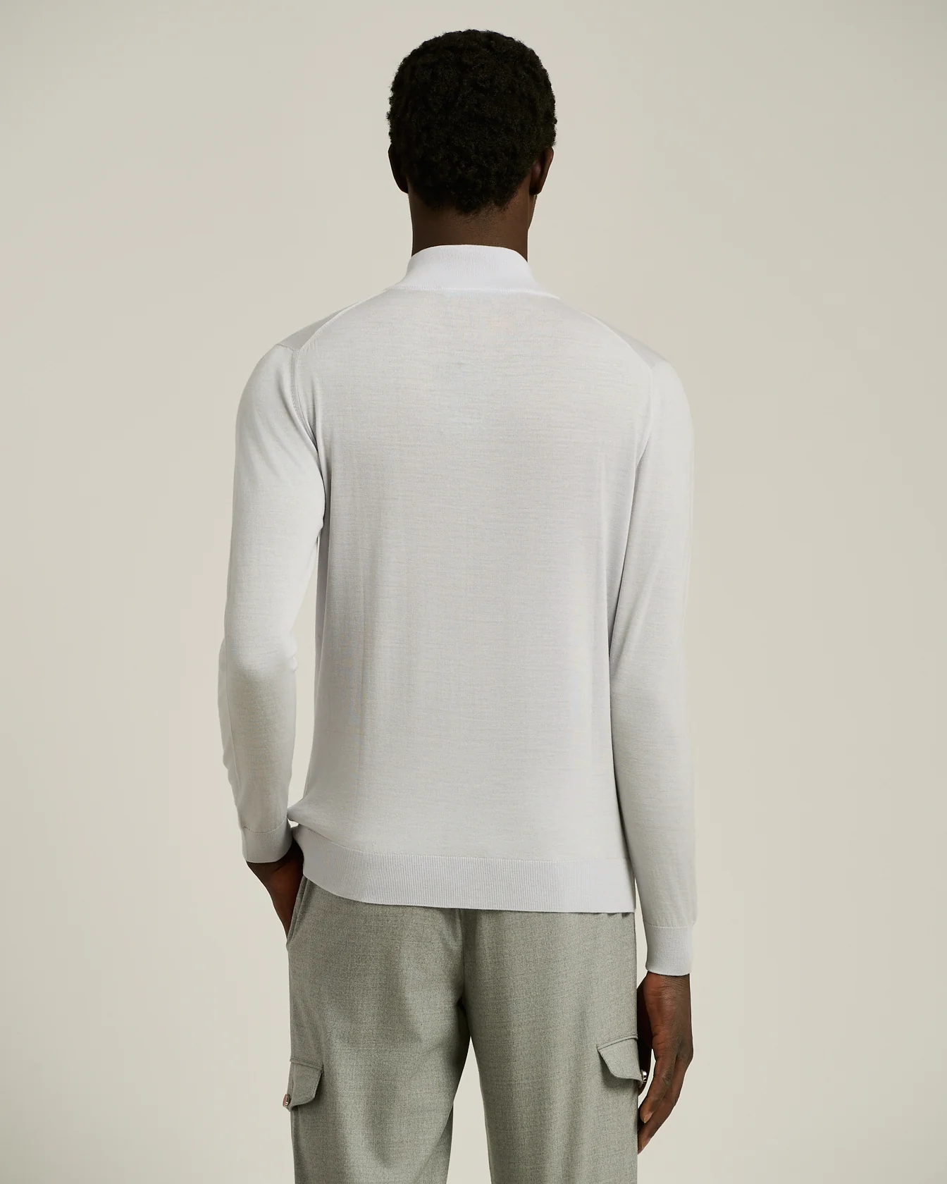 OPTICAL WHITE FULL-ZIP CASHMERE CARDIGAN - Image 3