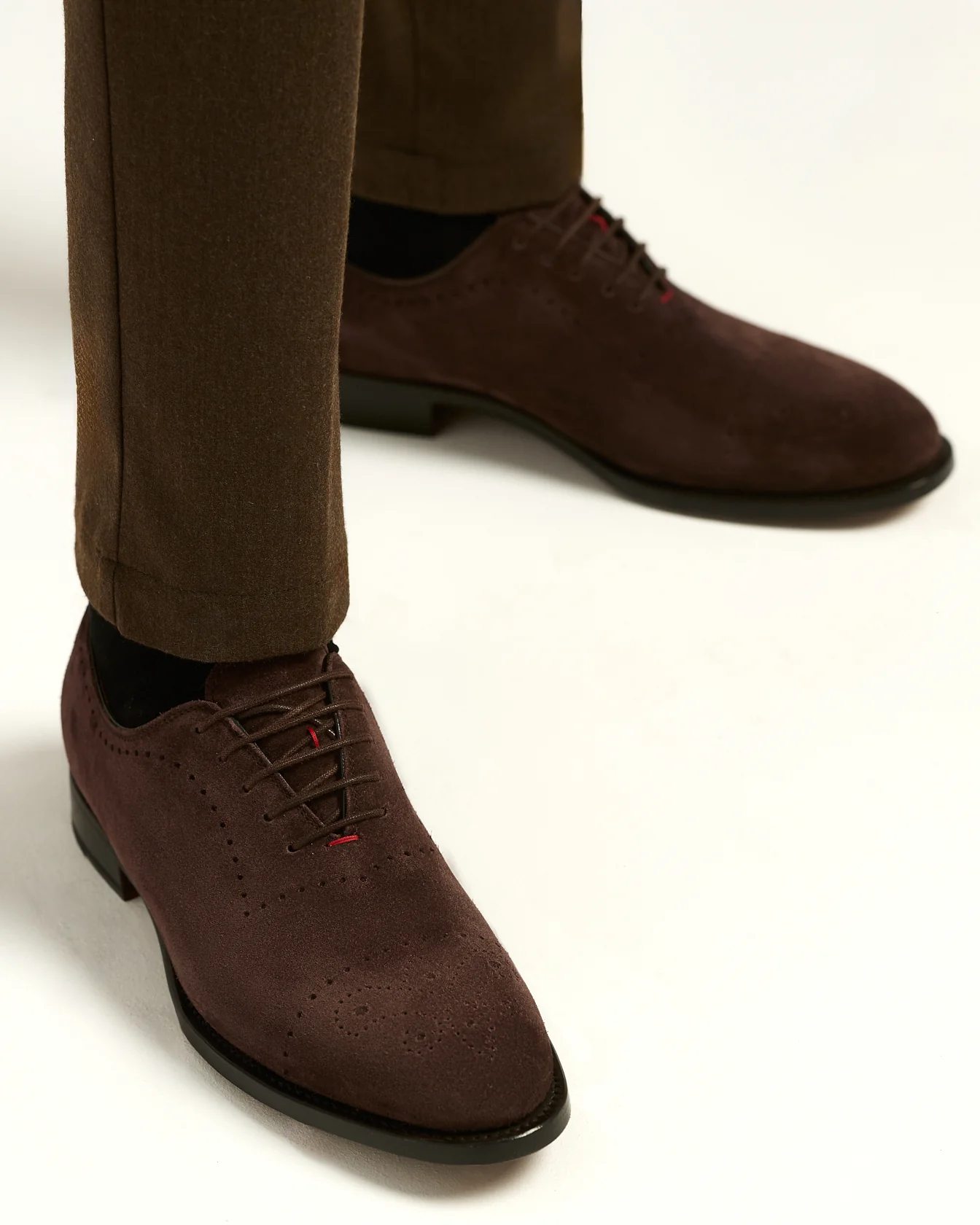 COFFEE SUEDE CALFSKIN CARAVAGGIO LACE-UP SHOES - Image 3