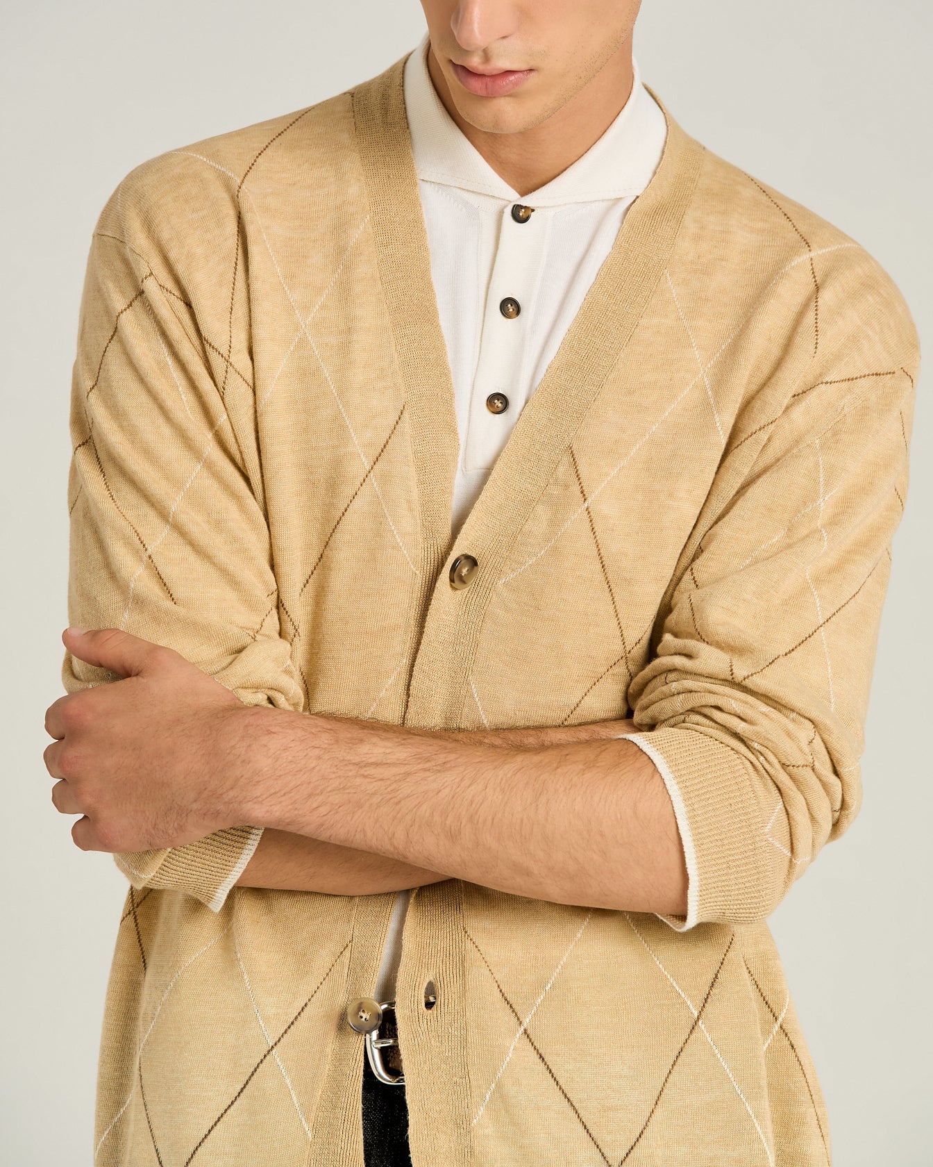 PURE LINEN CARDIGAN IN BEIGE - Image 4