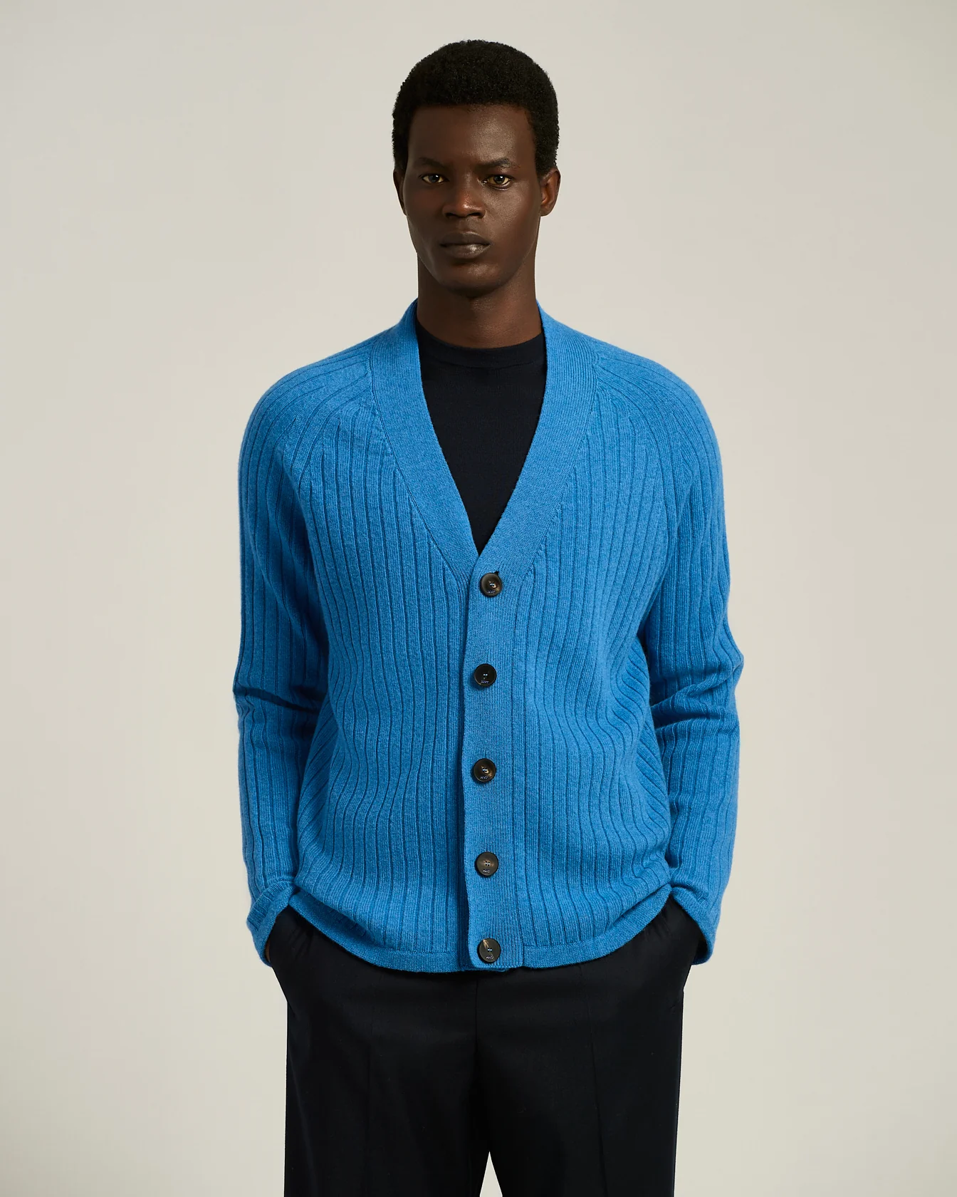 PURE VIRGIN WOOL RIBBED CARDIGAN - Image 2