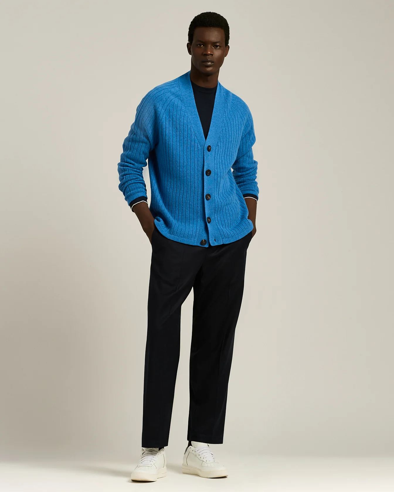 PURE VIRGIN WOOL RIBBED CARDIGAN - Image 5