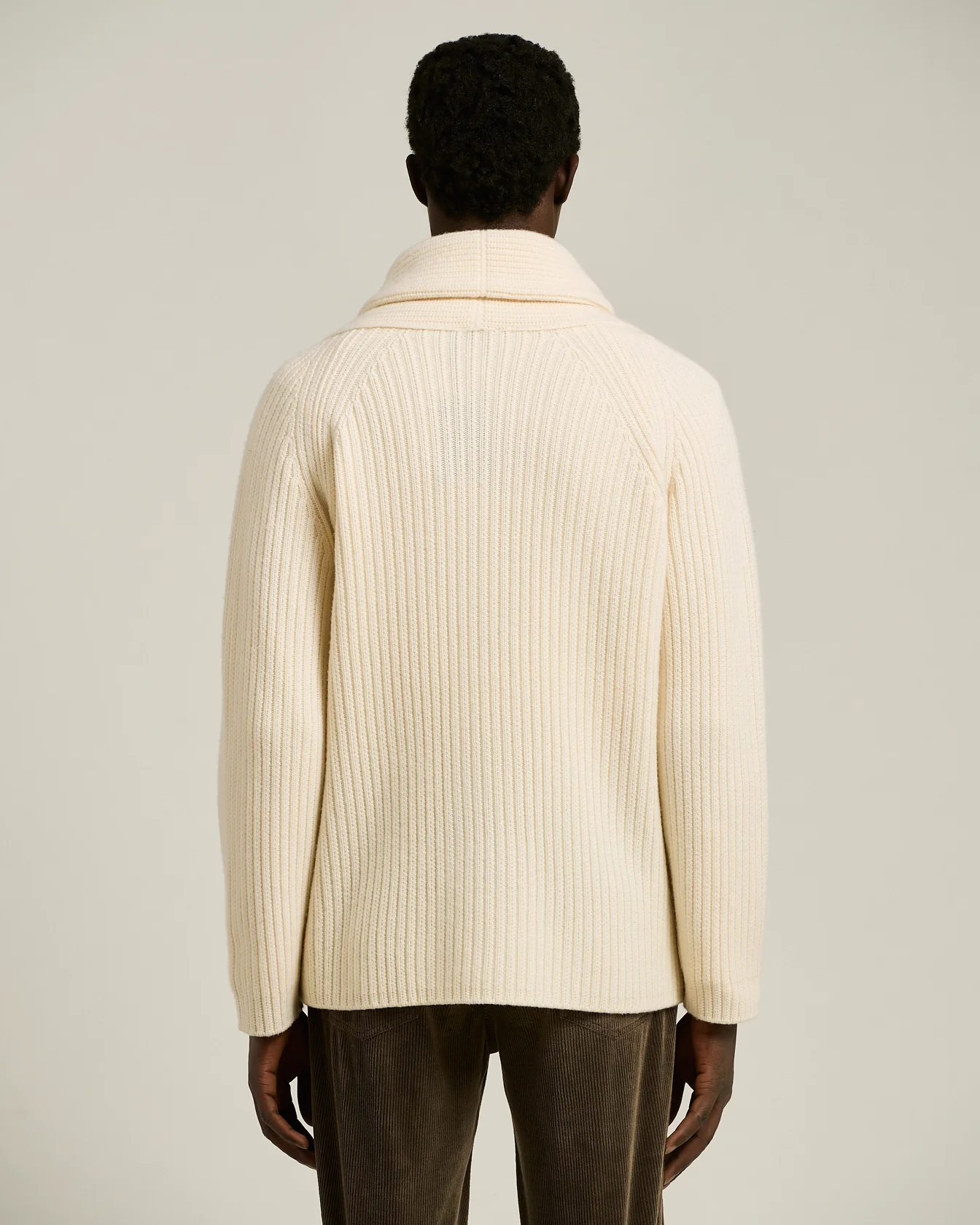 SHAWL COLLAR CARDIGAN IN WHITE WOOL AND CASHMERE - Image 3