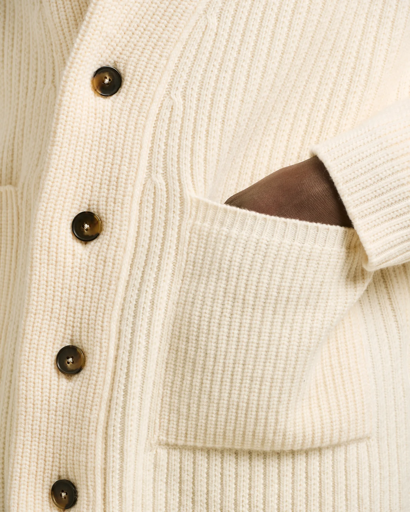 SHAWL COLLAR CARDIGAN IN WHITE WOOL AND CASHMERE - Image 4