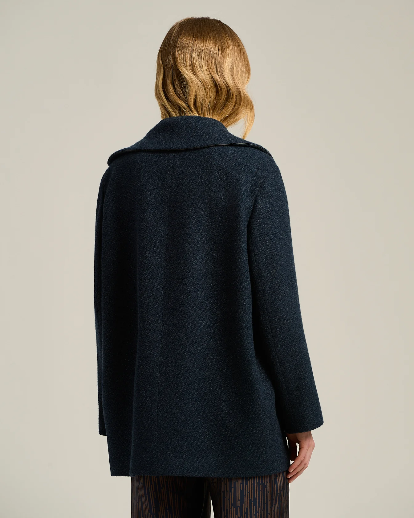 BLUE PURE CASHMERE DOUBLE-BREASTED PEACOAT - Image 3