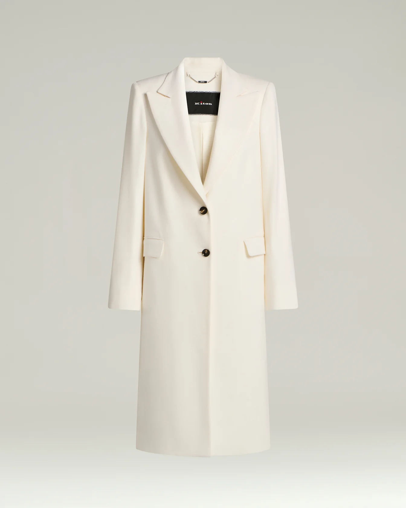 PURE CASHMERE OVERCOAT WHITE WITH SILK LINING