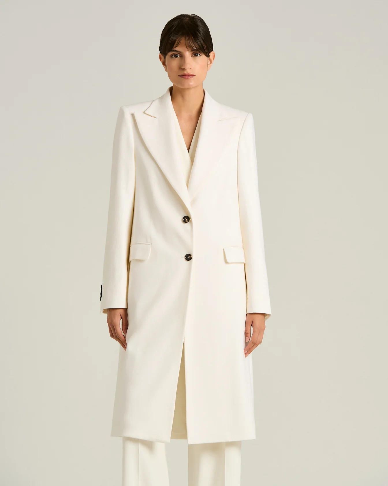 PURE CASHMERE OVERCOAT WHITE WITH SILK LINING - Image 2