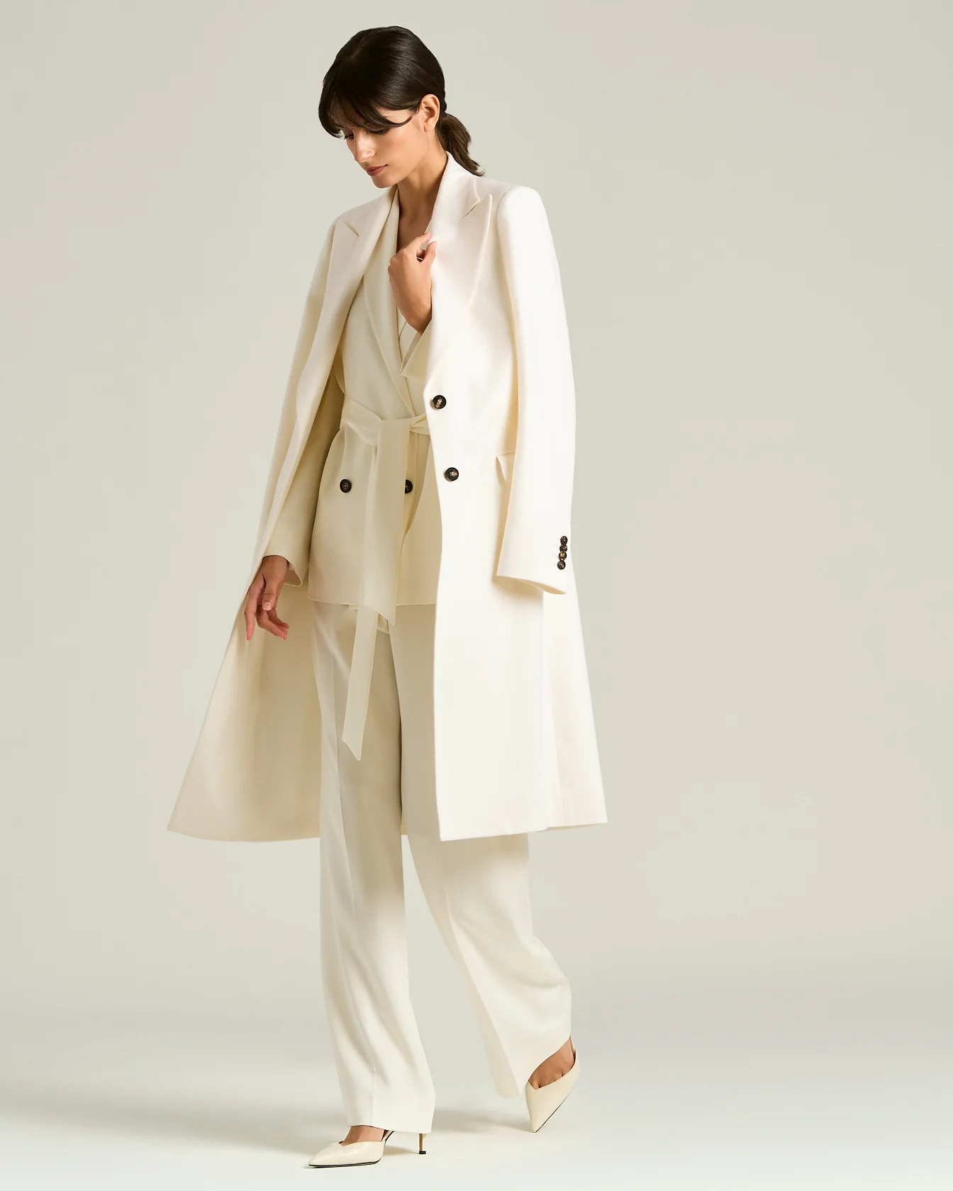 PURE CASHMERE OVERCOAT WHITE WITH SILK LINING - Image 5