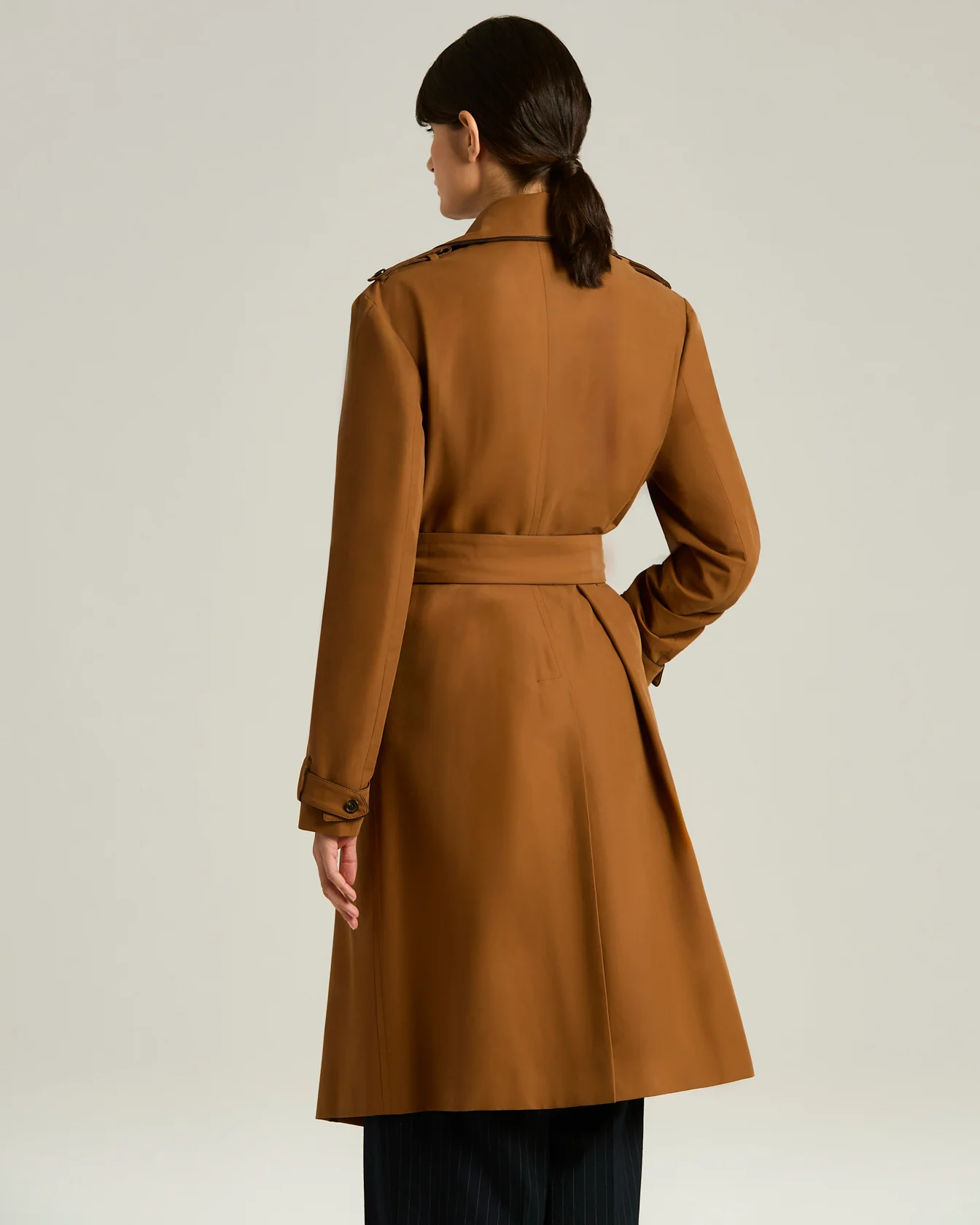 TAILORED COTTON TRENCH COAT LEATHER WITH CALFSKIN DETAILS - Image 3