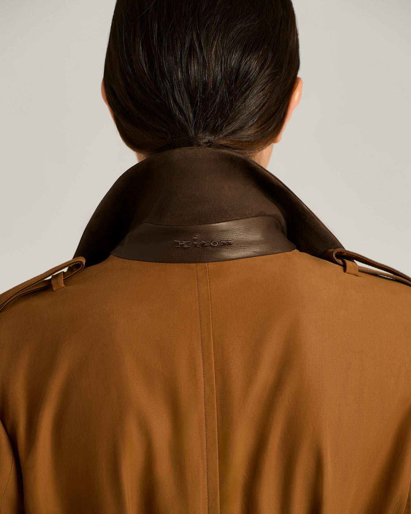 TAILORED COTTON TRENCH COAT LEATHER WITH CALFSKIN DETAILS - Image 4
