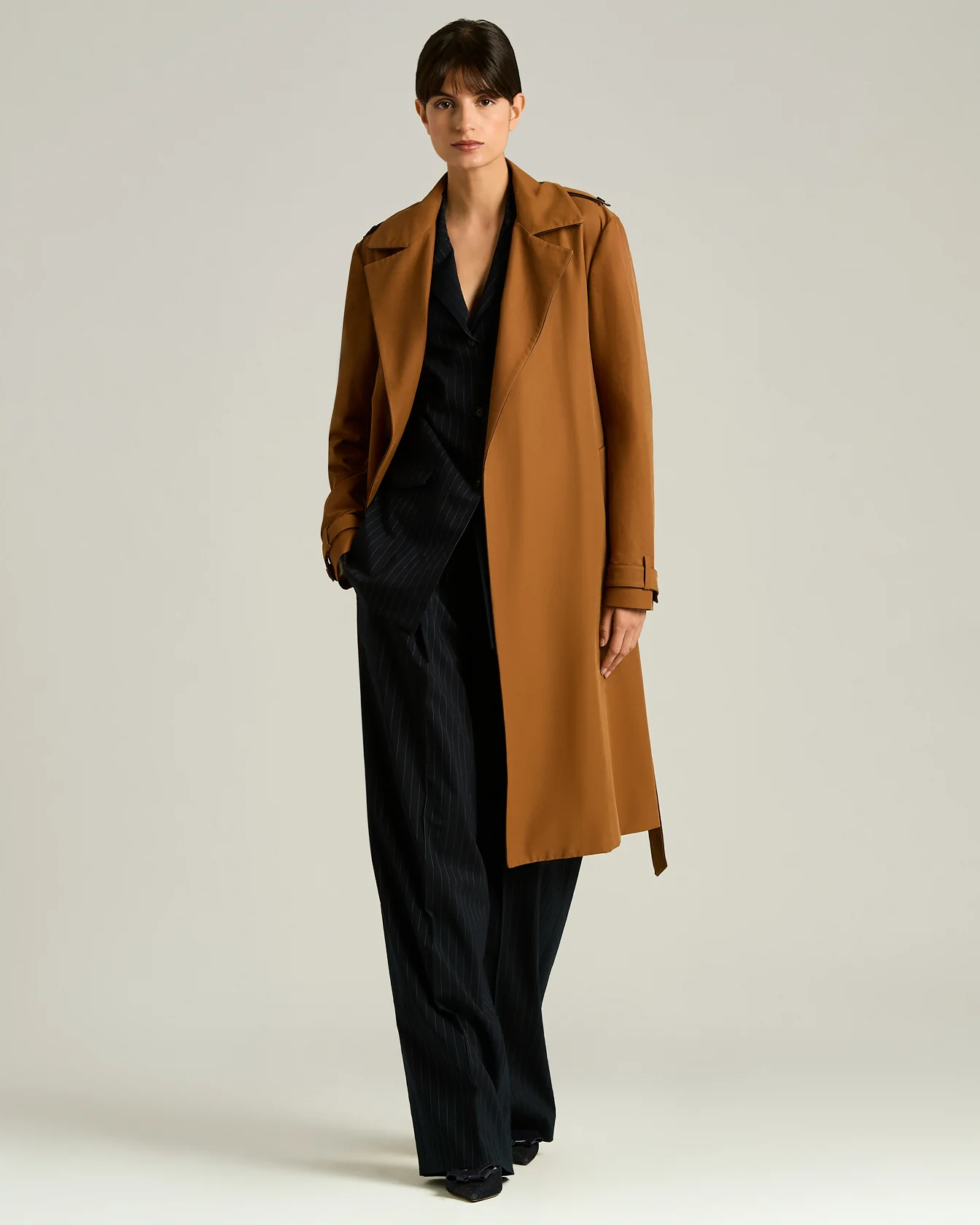 TAILORED COTTON TRENCH COAT LEATHER WITH CALFSKIN DETAILS - Image 5