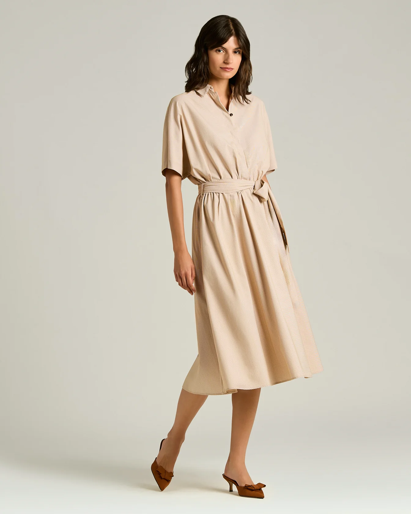 DRESS WITH BELT AT THE WAIST ORANGE - Image 2