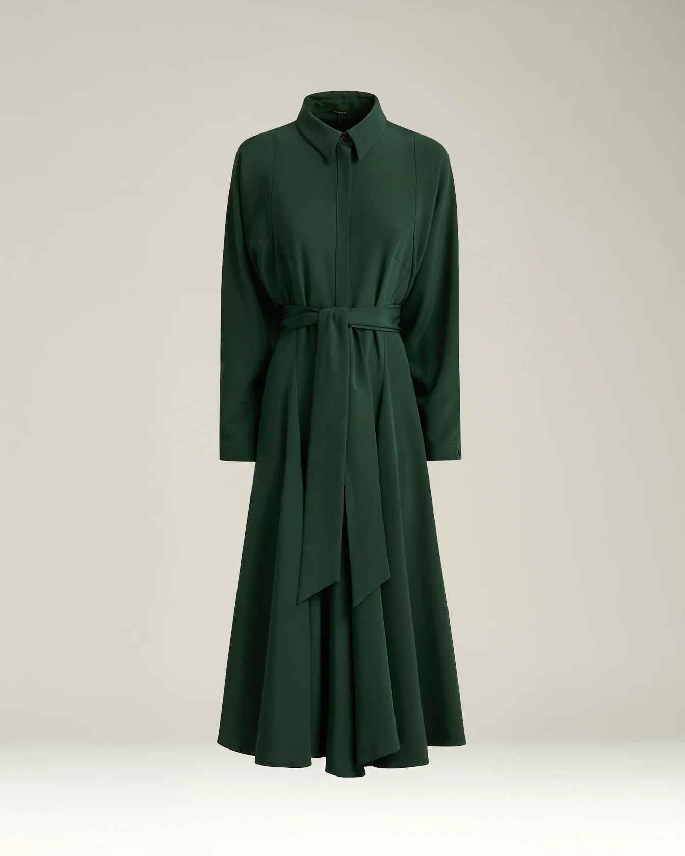 SHIRT DRESS IN STRETCH SILK FOREST GREEN