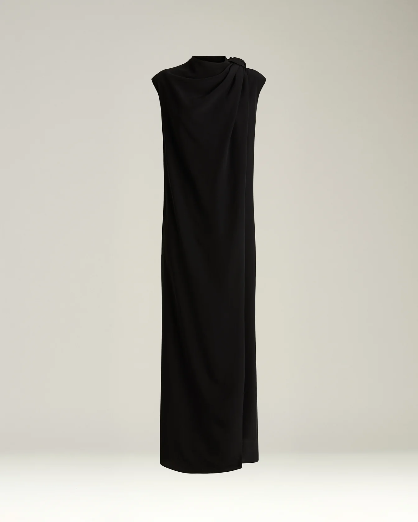 BLACK DRAPED DRESS IN PURE SILK