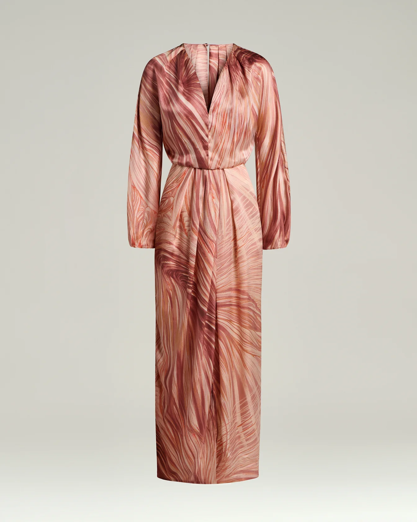 SILK SATIN DRESS WITH BACK OPENING IN STRAW YELLOW AND PINK
