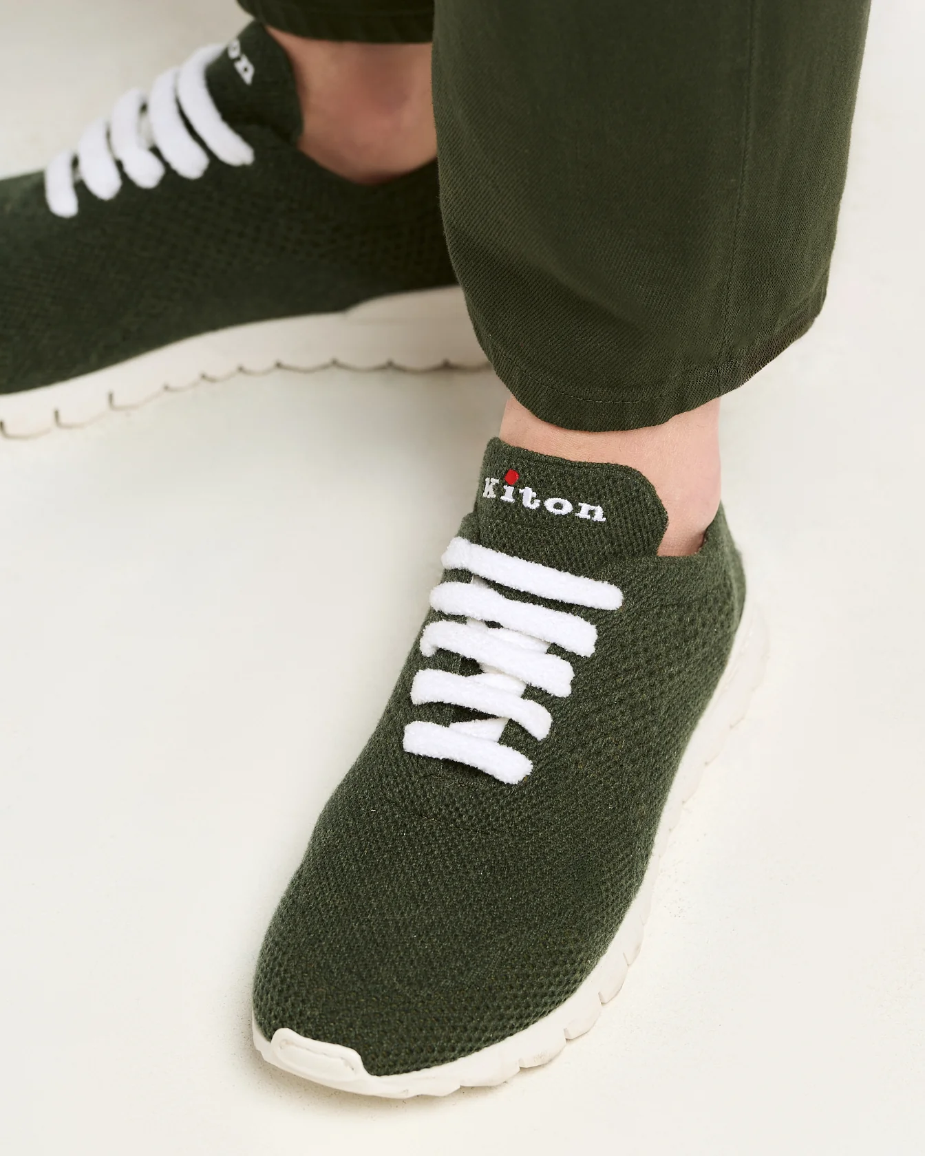 FIT PINE GREEN CASHMERE SNEAKERS - Image 3
