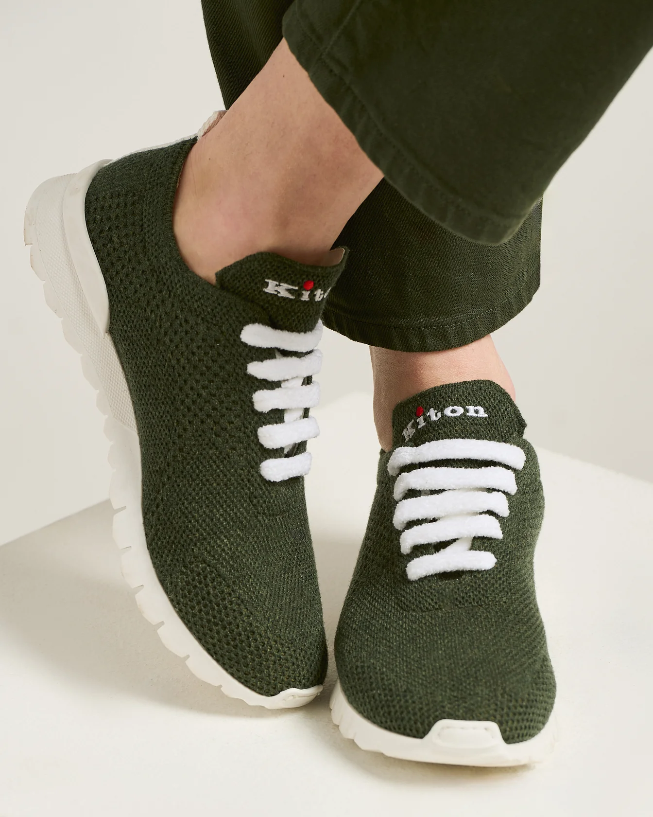 FIT PINE GREEN CASHMERE SNEAKERS - Image 4
