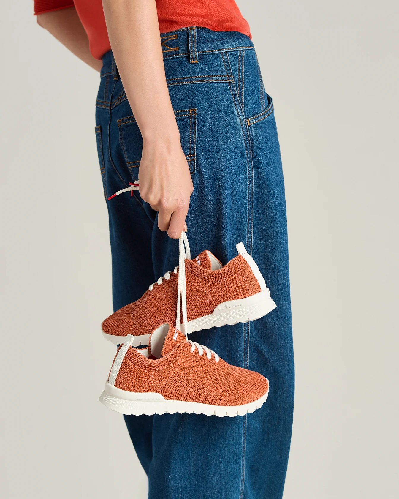 COTTON "FIT" SNEAKERS IN ORANGE - Image 4