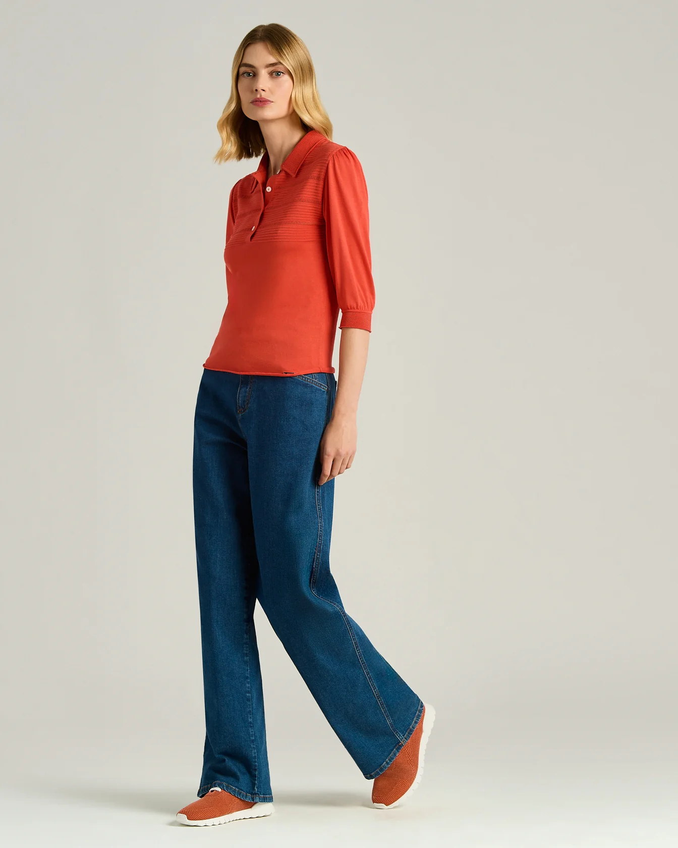 COTTON "FIT" SNEAKERS IN ORANGE - Image 5