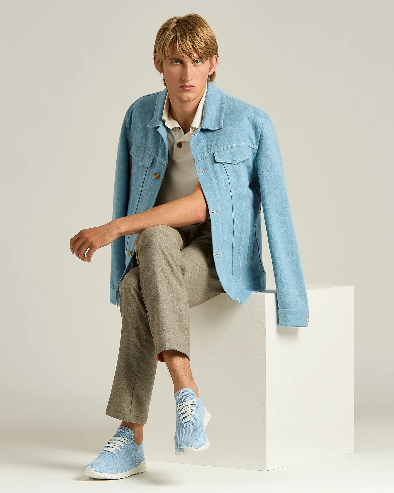 FITS COTTON KNIT SKY BLUE SNEAKERS WITH CALFSKIN LINING - Image 5
