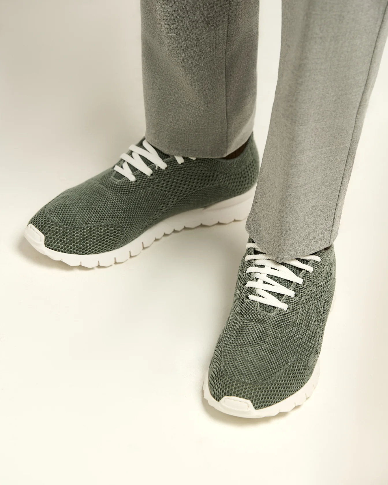 “FIT” SNEAKERS IN LIGHT GREEN KNITTED COTTON - Image 4