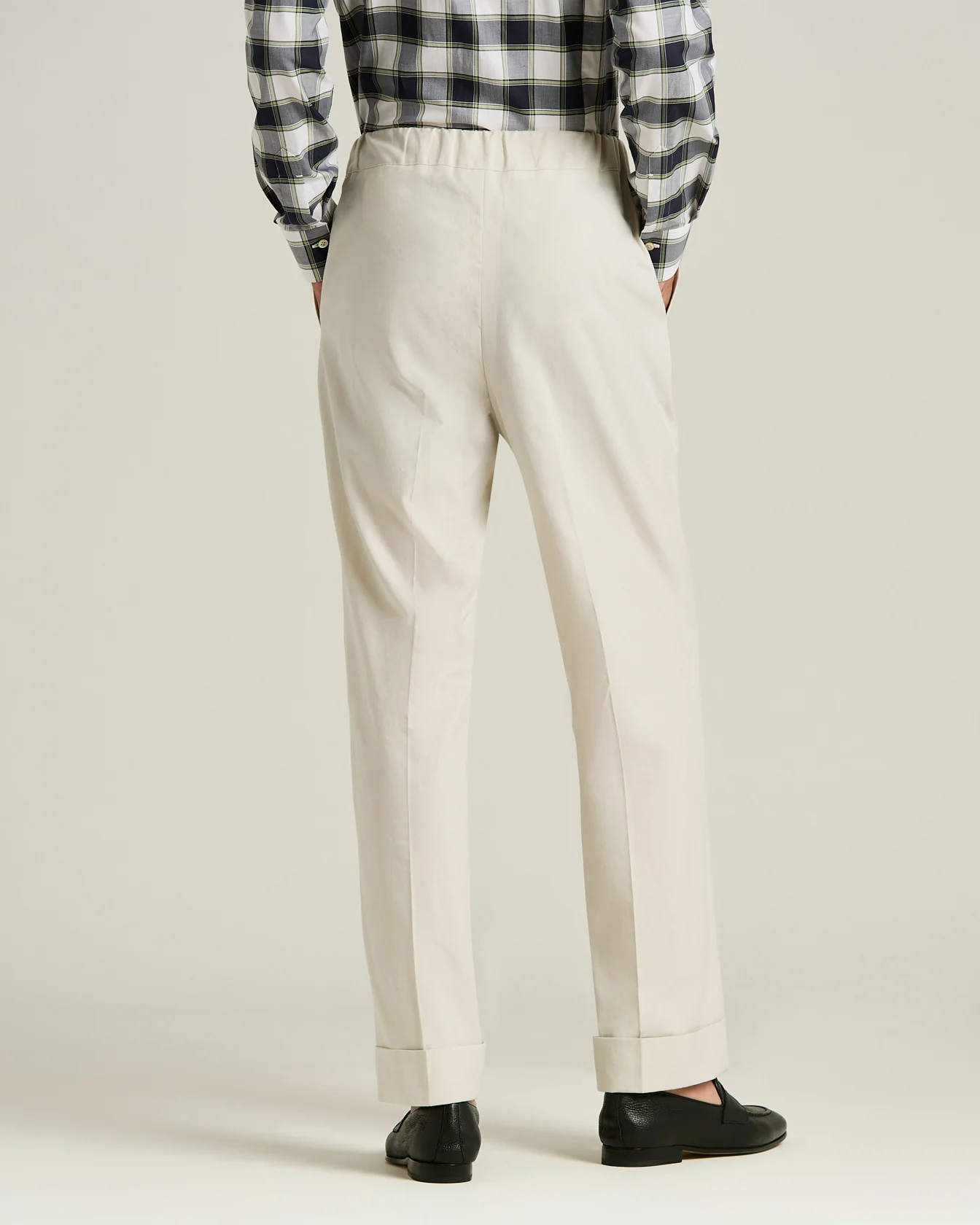 COTTON TROUSERS WITH ELASTIC WAIST IN BEIGE - Image 3