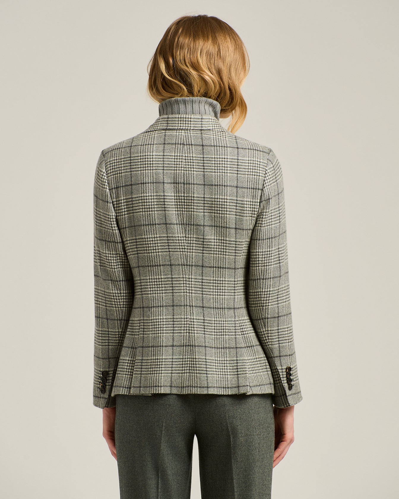 BLACK/WHITE PRINCE OF WALES CASHMERE BLAZER - Image 3