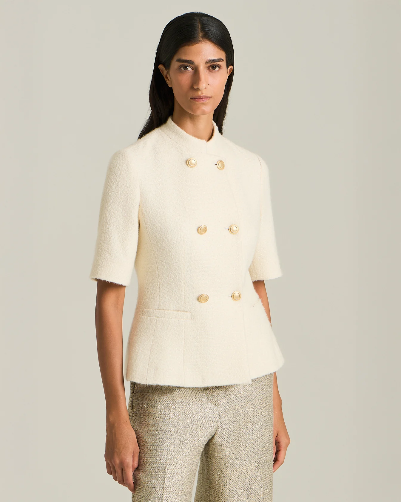 DOUBLE-BREASTED CASHMERE AND SILK BLAZER - Image 2