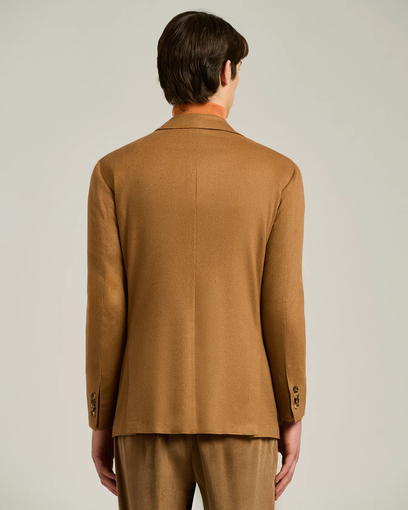 DOUBLE-BREASTED BLAZER IN BROWN CASHMERE AND VICUÑA - Image 3
