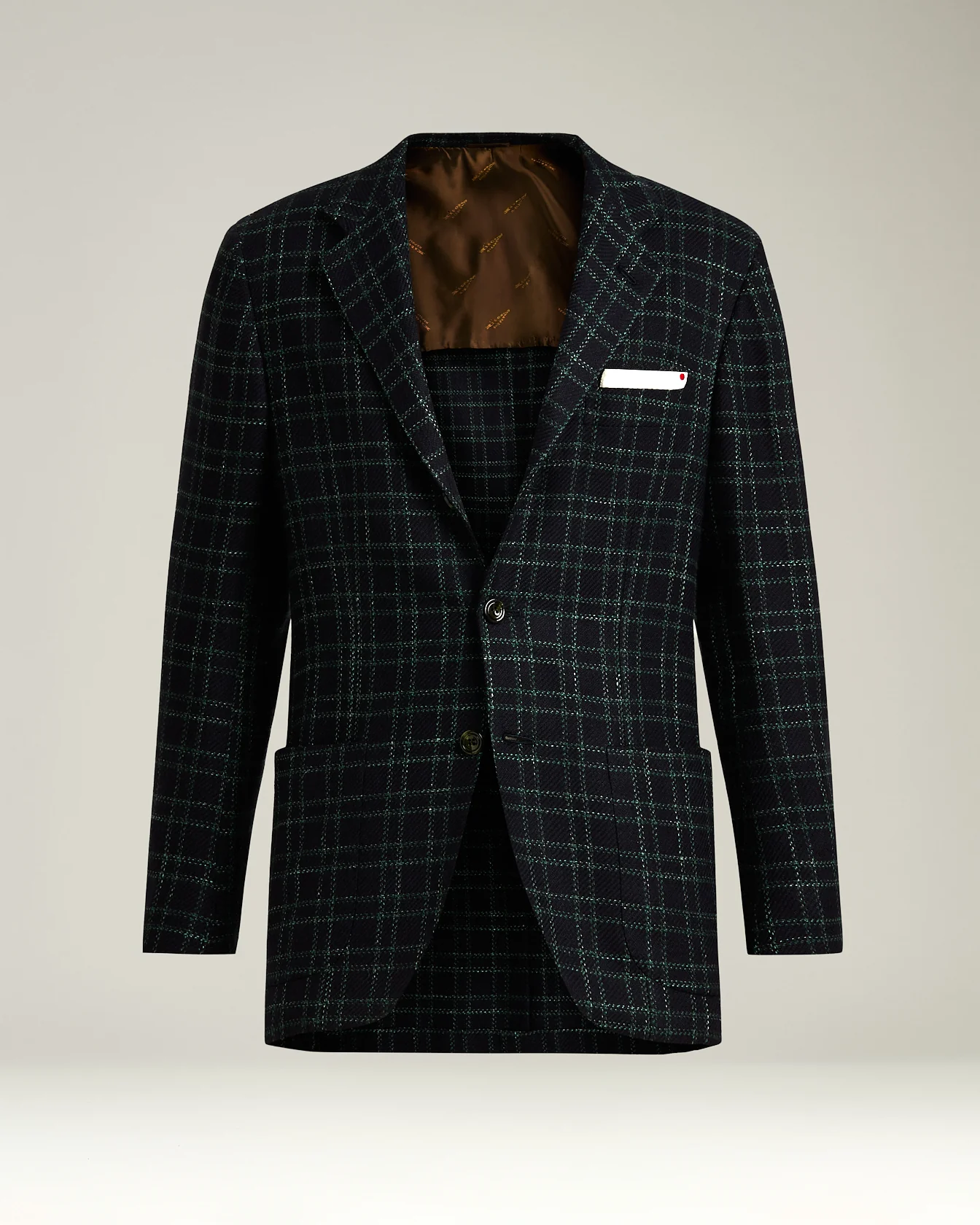 CHECKED SINGLE‑BREASTED JACKET IN CASHMERE‑BLEND