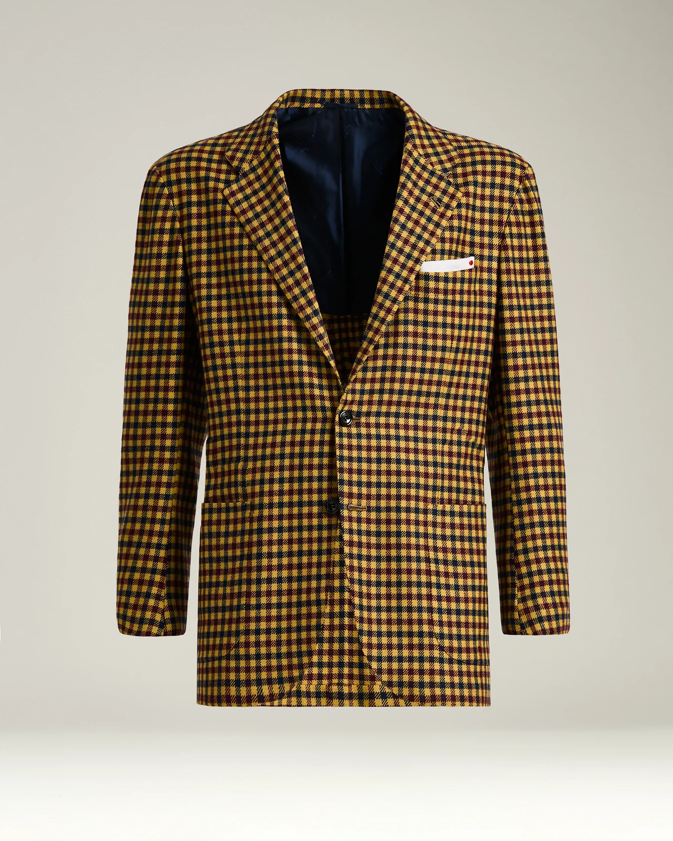 YELLOW CASHMERE BLAZER WITH MICRO-CHECKED PATTERN
