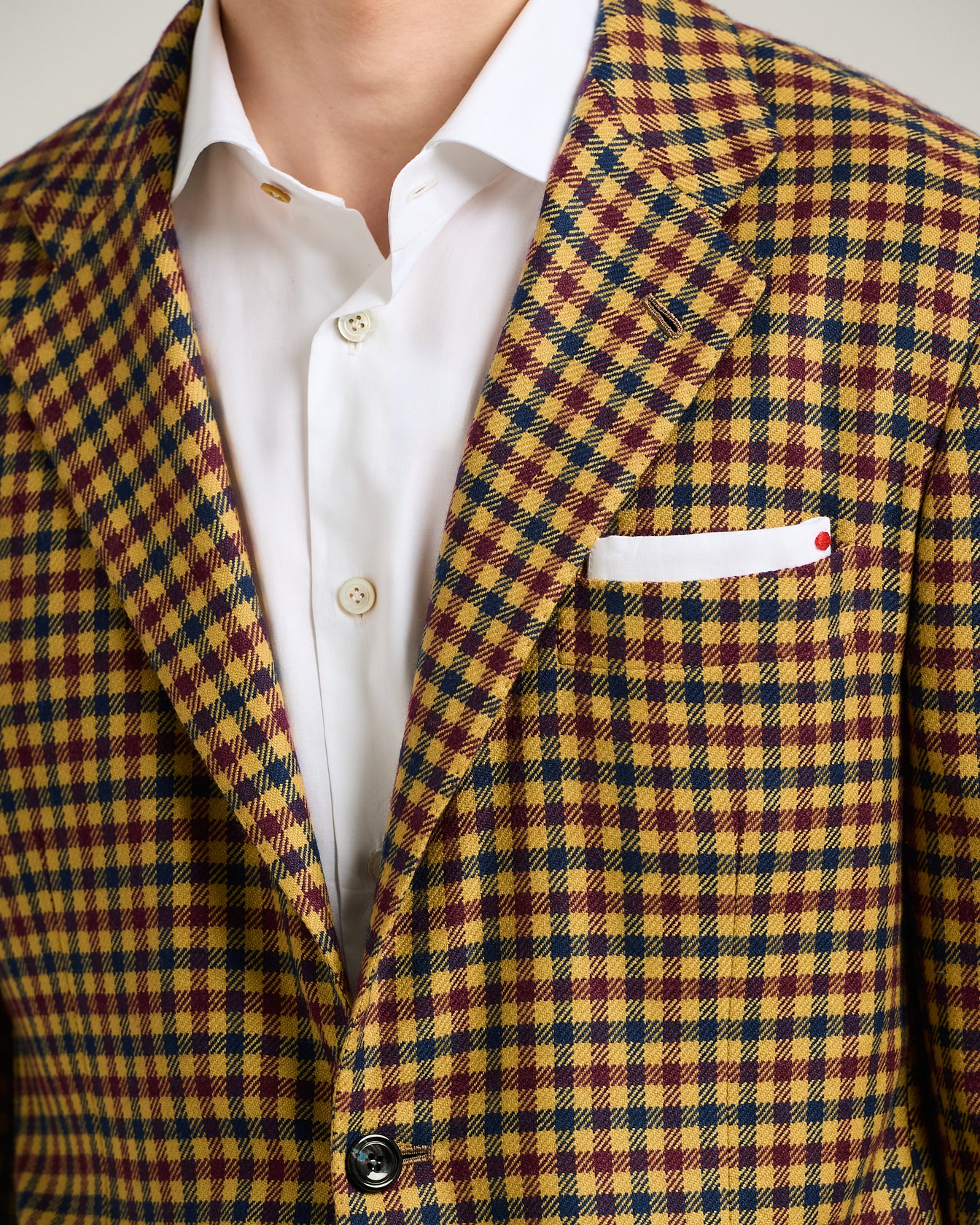 YELLOW CASHMERE BLAZER WITH MICRO-CHECKED PATTERN - Image 4