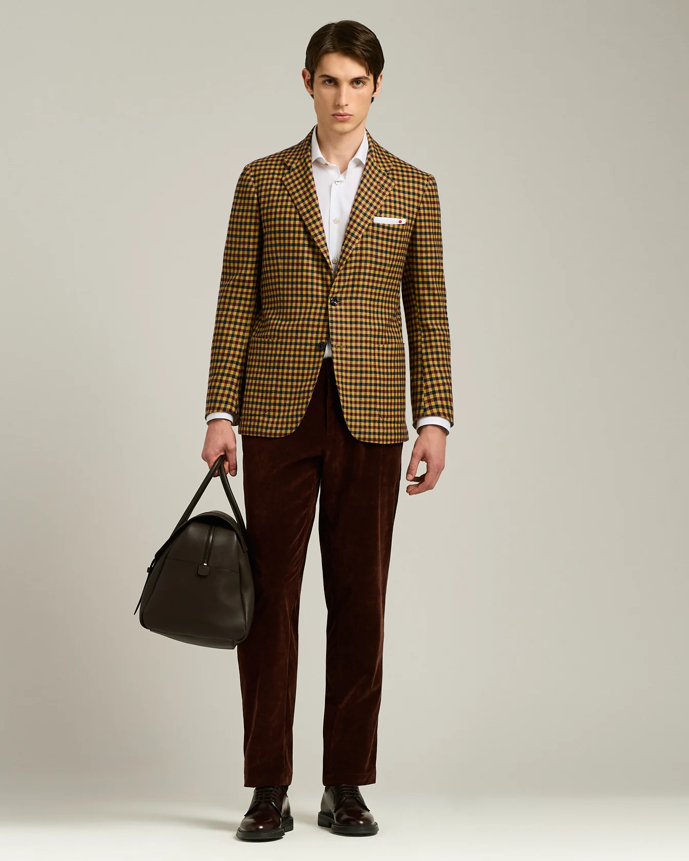 YELLOW CASHMERE BLAZER WITH MICRO-CHECKED PATTERN - Image 5