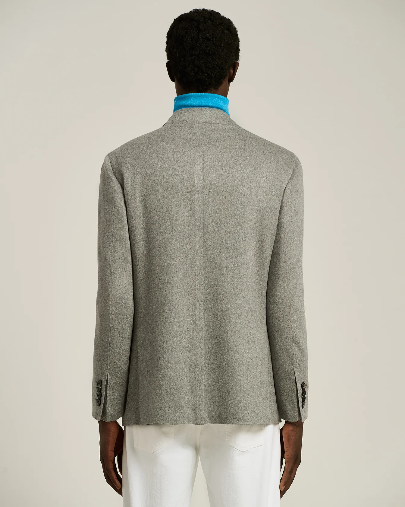 LIGHT GREY CASHMERE AND VICUÑA BLAZER WITH NOTCH LAPEL - Image 3