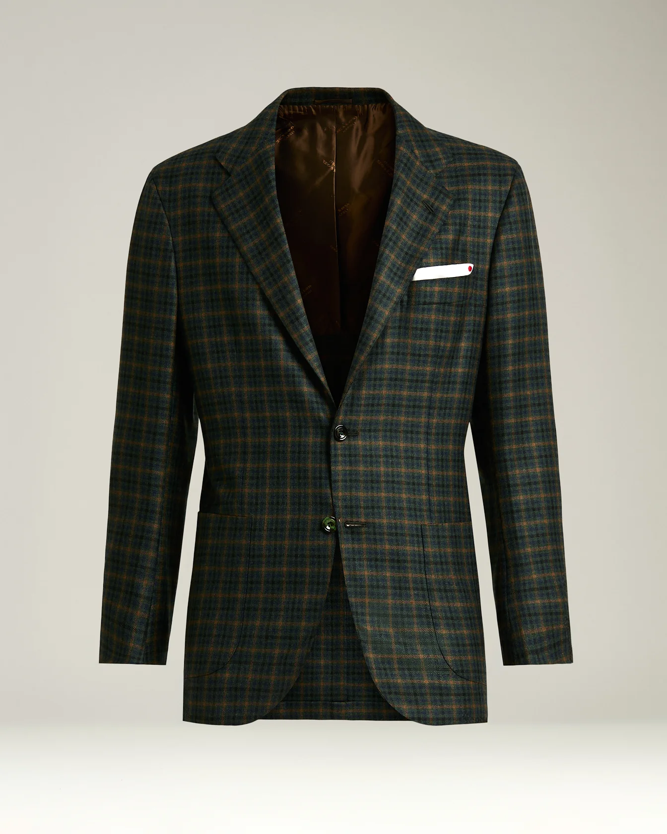 GREEN CASHMERE BLAZER WITH CHECKED PATTERN